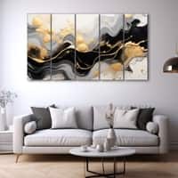 The Castle Decor Marble Abstract Art Wall Painting Wooden Framed  Painting 27x48 Inch Style 2