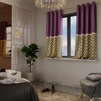 Stoa Paris Satin Window Curtain, 70% Blackout Curtains,   Privacy Lining, Pack of 2, Versailles - Royal Rouge with Back Lining