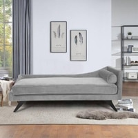 Kawa Velvet Chaise Launger in Grey Colour