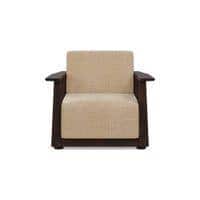 Serra Wooden Sofa - Mahogany Finish (Sandshell Beige)