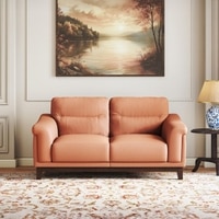 Colby 2 Seater Fabric Sofa In Saddle Tan Colour