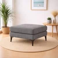 Doe Buck Minimal Luxe Ottoman Bench in Grey Colour Fabric with Dark Wood Legs