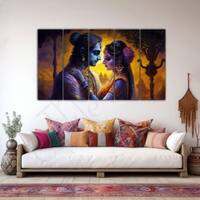 The Castle Decor Radha Krishna Wall Art Multiple Frame Design 3 27x48 Inch