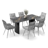 Rosen 6 Seater Ceramic Dining Table with Megan Swivel Dining Chair