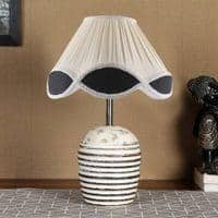 Vintage cotton Multicolor with White Brushed Wood Table Lamp