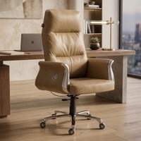 Ettorez Majestic Ultra Premium Leatherette Office Chair In Camel Colour