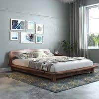 Tahiti Solid Wood Queen Size Bed In Teak Finish