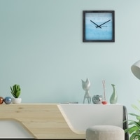 Blue Minimal Numeric Wooden Wall Clock – Modern Square Wall Décor