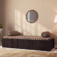 Harvey Day Bed in American Walnut Finish with Terracotta and Grey Colour