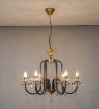 Margaret 6 Light Black and Antique Brass Crystal Chandelier