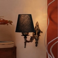 Devansh Metal Electric Wall Light in Antique Gold Colour with Black Shade Count of 1 Light