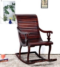 Rajasthani Solid Wood Rocking Chair in Mahogany Colour