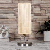 Round Bamboo table lamp with Steel Base -38