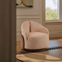 Zyra Fabric Revolving Lounge Chair in Brown Colour