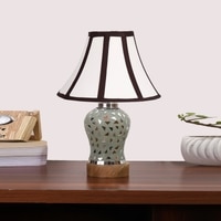 Devansh Multi Cotton Shade Lamp With Wood & Mosaic Glass Base For Decoration/Office/Home/Gifting/Study For Decoration/Office/Home/Gifting/Study