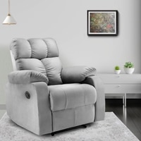 Helios Motorised Recliner Chair for  Premium Soft Suede Fabric 1 Seater Chair - Grey