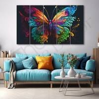 The Castle Decor Multicolour Butterfly Wall Art Set of 5 Digital Painting 27x48 Inch