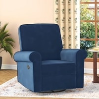 Diaz Rocker Swivel Recliner in Blue Micro Velvet Colour