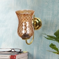 Devansh Metal Electric Wall Light in Gold Colour with Lavender Shade Count of 1 Light