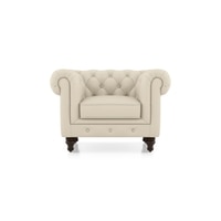 Winchester 1 Seater Half Leather Sofa In Creme Fraiche Italian Leather