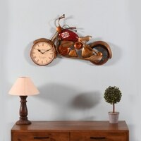 Metal Handpainted Decorative 8'' Speed Bike Wall Decorative Showpiece Clock In Red By Craft Tree