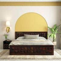Brilliant Sheesham Wood Queen Size Bed Non Storage Bed Walnut Finish (60 x 78 inches)