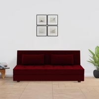 Merson 3 Seater Sofa Cum Bed In Maroon Color