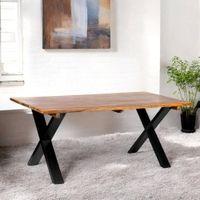 Rosslyn Sheesham Wood Contemporary Dining Table In Teak Finish