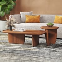 Kaya Solid Wood Coffee Table in Amber Walnut Finish