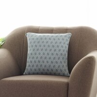 Geometric Alice Blue Natural Cushion Cover 16X16  Inches