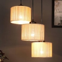 Solomon Beige Bamboo Cluster Hanging Light