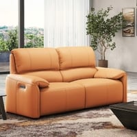 Leeroy Two Seater Leather Recliner Sofa in Marigold Colour