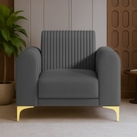 Veniza Velvet 1 Seater Sofa In Dark Grey Colour