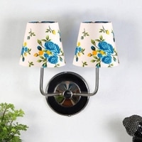 Charlie Dual Off White Cotton Wall Mounted Lamp with Steel Base