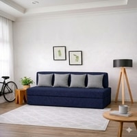Coirfit Folding 4 Seater Double Foam Fold Out Sofa Cum Bed  in Dark Blue Colour