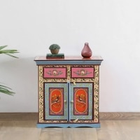 Amara Solid Wood Hand painted Cabinet In Multicolour