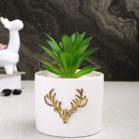 White 1 Pieces Succulent Artificial Plant With Pot