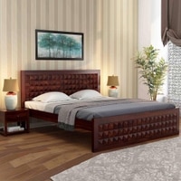 Keaton Sheesham Wood King Size Bed Non Storage Walnut Finish (72 x 78 inches)