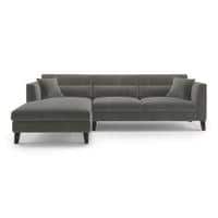 Lewis Sectional Sofa (Colour : Ash Grey Velvet, Cushion : Soft, Seater : Left Aligned 3 Seater + Left Aligned Chaise)