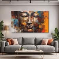 The Castle Decor Lord Buddha Meditation Wall Art Framed Painting 27x48 Inch (Style 15)