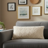 Tagus Silver Birch Knit Cotton Cushion Cover  12X20  Inches