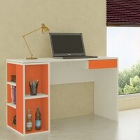Astra Kids Study Desk with Open Shelves and Drawer in Light Orange Colour