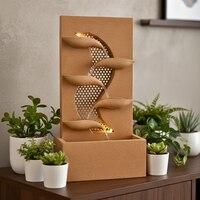 Beige Brown Contemporary Leaf Indoor Water Fountain