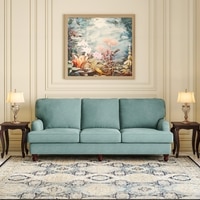 Ophelia 3 Seater Fabric Sofa In Dusty Turquoise Velvet Colour