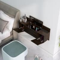 Hexa Red Engineered Wood Wall Mount Dressing Table in Flower Wenge Colour
