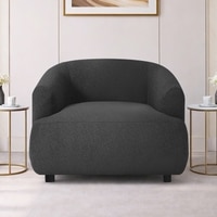 Morgen Boucle Fabric 1 Seater Sofa In  Dark Grey