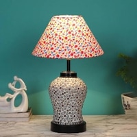 Regina Multicolor cotton Glass Table lamp with Iron Base