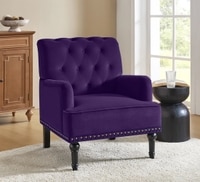 Velora Tufted Back Fabric Lounge Chair- Purple