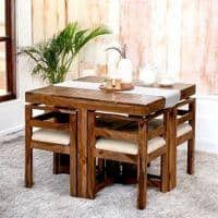 Kingston Sheesham Wood Accent 4 Seater Dining Table Set