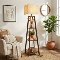 Charlotte Beige Jute Floor Lamp with Beige Jute Base